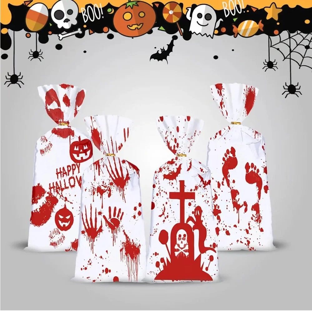 5for$10 Halloween 50Pc Treat Bags Cellophane Candy Goodie Favor Party Supplies